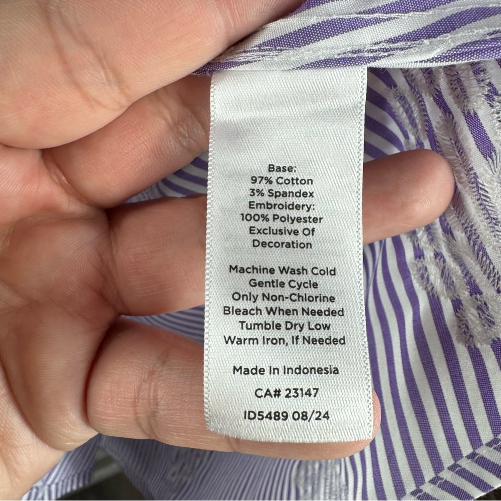 Talbots Plus Size 24W Heavily Embroidered No Iron Cotton Button Up Work Office - Picture 3 of 6